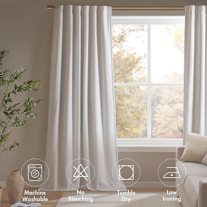 Madison Park Karien 100% Blackout Curtains 52x84 – White, 2-Layer Noise