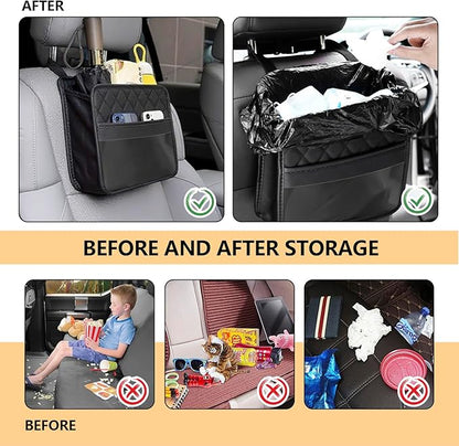 Car Seat Back Organizer,Seat Back Hanging Bag,Waterproof Leather Backseat Storage Pocket,Multipurpose Backseat Organizer,Auto Travel Essentials Accessories for Kids & Adults for Most Vehicles