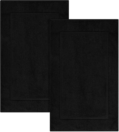 ELITE Emporium Home Collection 2-Piece Cotton Bathroom Mat Set, 21" x 34" - 100% Cotton, Absorbent, Quick-Dry, Bath Towel Mats for Floor, Black [Not a Bathroom Rug]