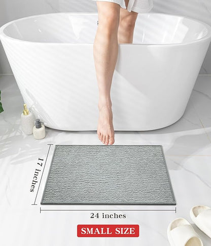 chakme Bathroom Rugs Mat 24x17, Ultra Thin Non Slip Bath Mat Small Quick Dry Absorbent Bath Mat for Bathroom Floor, (Light Grey, 24"x17")