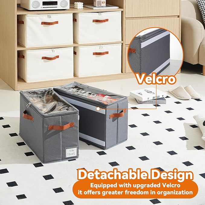 4 Pack Shoe Organizer for Closet, Foldable Shoe Storage Organizer