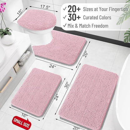 OLANLY Bathroom Rugs 36x24, Extra Soft Absorbent Chenille Bath Rugs, Rubber Backing Quick Dry, Machine Washable Bath Mats for Bathroom Floor, Tub and Shower, Home Decor Accessories, Dusty Rose
