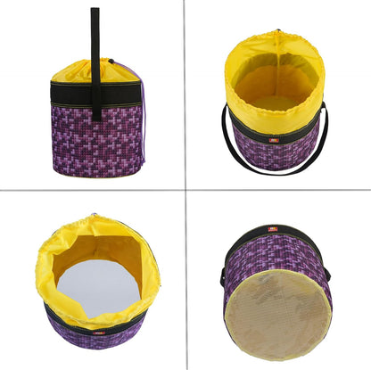 Toy Storage Organizer Basket Bag with Drawstring for Buliding Bricks, Blockets,Puzzles,Playroom Cinch Bucket Carrying Bag with Handle (Purple)