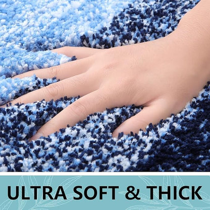 Arotive Microfiber Bathroom Rugs, Shaggy Soft and Absorbent Bath Rug, Non-Slip, Thick Plush Machine Washable Dry Bath Mats for Bathroom, Tub and Shower, 70x24, Blue, Rectangular