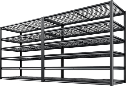 REIBII 3500LBS Garage Shelving, Adjustable Storage Shelves Heavy Duty, 6 Tier Heavy Duty Shelving, Metal Shelving Unit for Warehouse, Basement, Industrial, 55" W x 26" D x 84" H, Black, 2 Pack