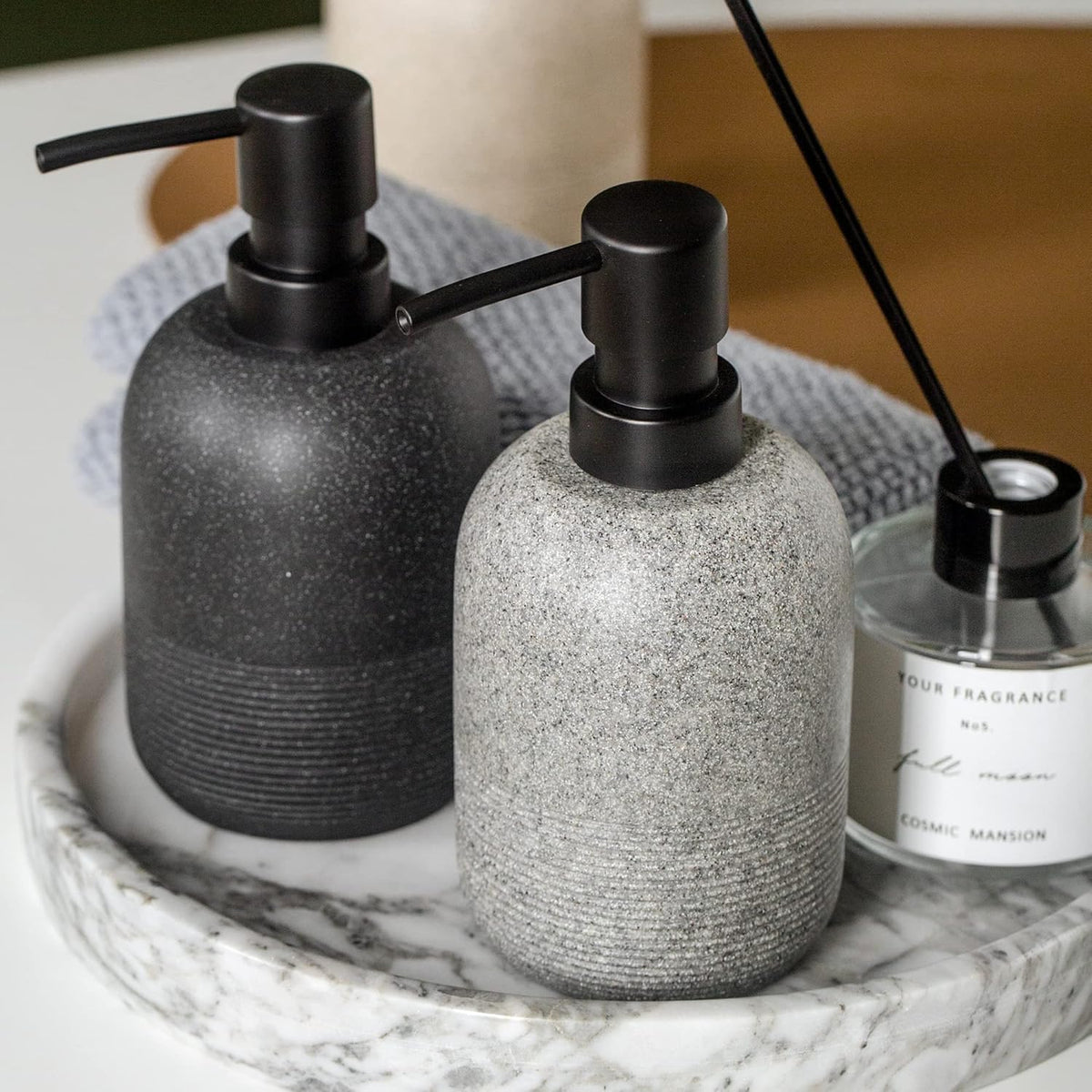 2pcs/Set Grey Soap Lotion Dispenser with A Spare Pump,Liquid Hand Soap Dispenser Sets for Bathroom Countertop, Soap Dispenser for Kitchen.