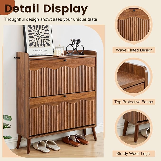 BERRYMERRY 31.5” Fluted Shoe Storage Cabinet