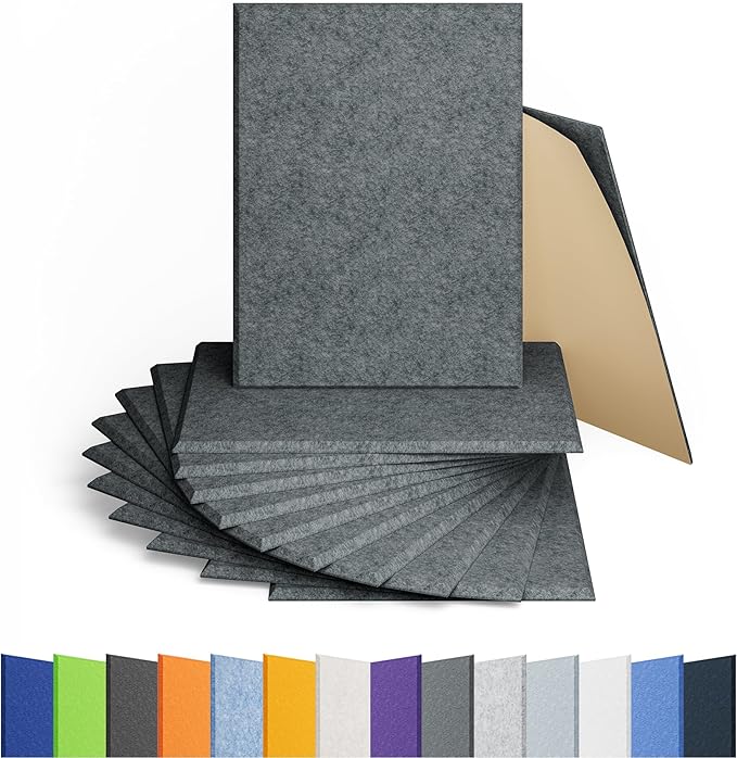 Amantech 12 Pack Acoustic Panels Self Adhesive Sound Proof Foam, High Density