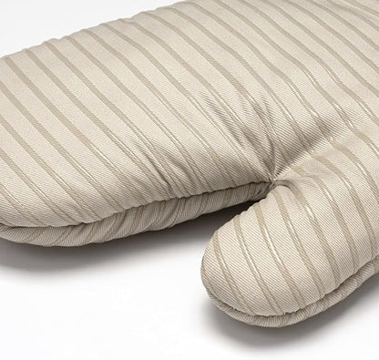 Beneno Kitchen Oven Mitts 2-Pack Heat Resistant to 500°F with Non-Slip Silicone Grip, Extra Long 14.3" Forearm Protection, Soft Quilted Cotton Terry Lining, Ideal for Cooking, Baking, Grilling, Beige