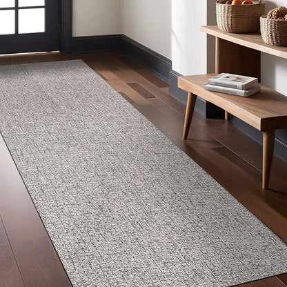 Easy Jute Rugs 2x7 Gray Color Living Room Indoor Outdoor Runner Rug for Farmhouse Patio and Kitchen Rug High Traffic Washable Easy to Clean Solid Boho Woven Design Outside Carpet (2 x 7)