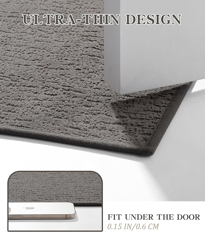 chakme Bathroom Rugs Mat 36x24, Ultra Thin Non Slip Bath Mat Quick Dry Absorbent Bath Mat for Bathroom Floor, (Dark Grey, 36"x24")
