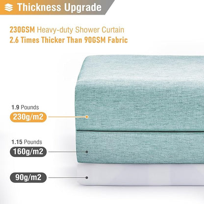 BTTN 78 Inch Long Shower Curtain - Linen Textured Thick Weighted Fabric Shower Curtain Set with 12 Plastic Hooks, Turquoise Tall Neutral Waterproof Polyester Shower Curtains for Bathroom, 72x78, Teal