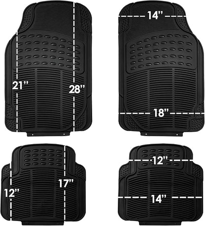 FH Group Trimmable Non-Slip Rubber Floor Mats Full Set - Universal Fit for Cars Trucks and SUVs (Black) F11305