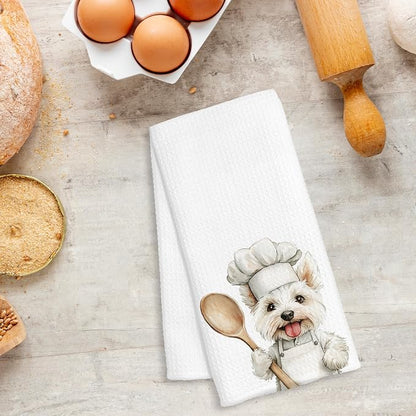Funny West Highland Terrier Chef Kitchen Towels Gifts, West Highland Terrier Dog Gift, Chef Gifts for Women Men, Dog Lover Gift Decor Dish Hand Tea Towels for Kitchen Bakery, 16x24 Inch