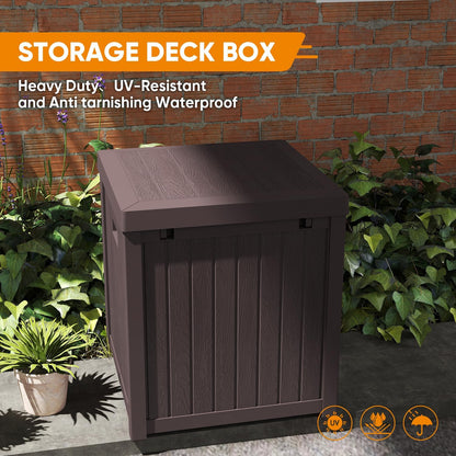ZYJOYY 51 Gallon Resin Deck Box, Outdoor Storage Box Waterproof for Patio, Garden, Pool, and Deck, Storage Solution for Cushions, Tools, Delivery Packages, Brown