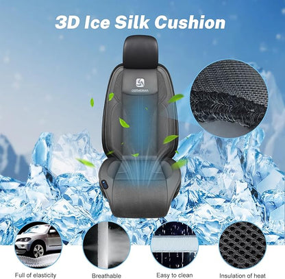 Cooling Car Seat Cushion Front Seat,12V&24V Cooling Seat Cover for Car with 10 Fans,Rapid Cooling with Automatic Start and Pause Seat Cushion (Brey)