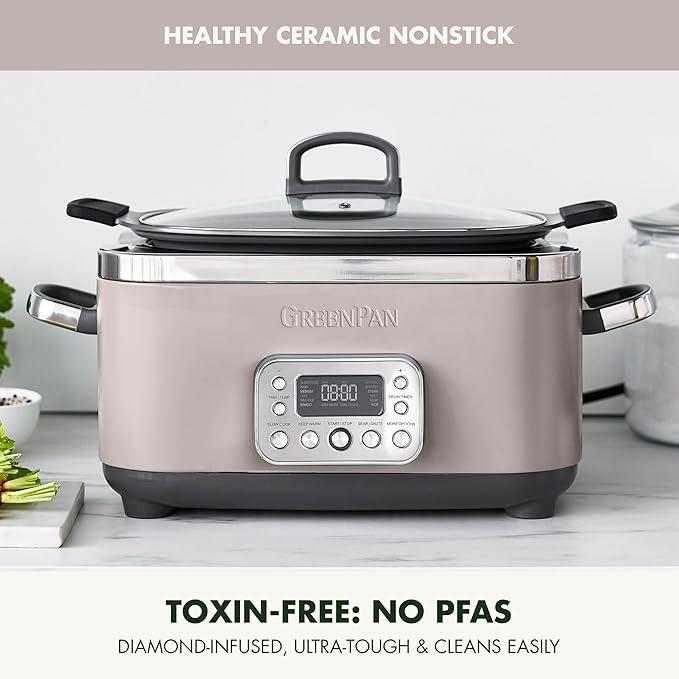 GreenPan Elite 14-in-1 Programmable 6QT Electric Slow Cooker, Dishwasher Safe