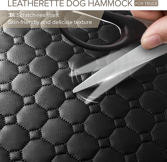 XL Truck Back Seat Extender for Dogs, PU Leather Hard Bottom Car Seat Cover for Dogs,Heavy Duty Dog Car Seat Cover for Back Seat, Waterproof Dog Hammock for Truck, F150, Ram1500 and Large SUV
