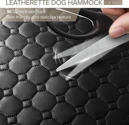 XL Truck Back Seat Extender for Dogs, PU Leather Hard Bottom Car Seat Cover for Dogs,Heavy Duty Dog Car Seat Cover for Back Seat, Waterproof Dog Hammock for Truck, F150, Ram1500 and Large SUV