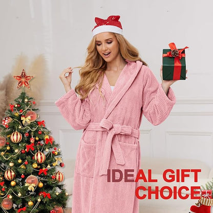 PJGGZ Hooded Bathrobes for Women, Soft Long Towel Robes for Women - Quick Dry yet Warm