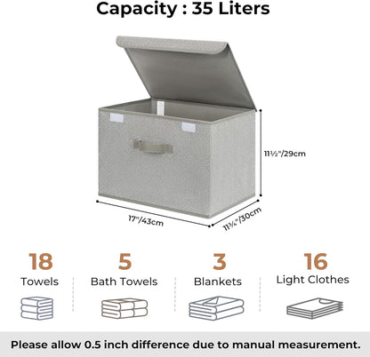 GRANNY SAYS Closet Storage Bins, Storage Boxes with Lids, Clothes Organizing Bins, Lidded Baskets for Toys, Clothing, Gray, Extra Large, 2-Pack