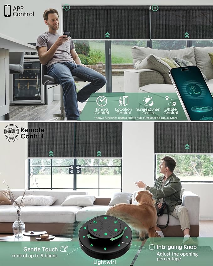 Yoolax Motorized Solar Shades, Flame Resistat Smart Blinds