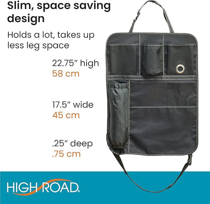 High Road BackPockets Seat Back Organizer - Back of Seat Organizer and Seat Protector with Storage Pockets and Bag Dispensers for Car, SUV, Truck or Van
