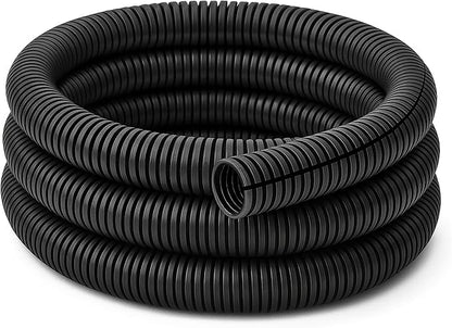 Electriduct Split Wire Loom Tubing Polyethylene Corrugated Flexible Conduit - 1/2" Nominal Size - 10 Feet - Black