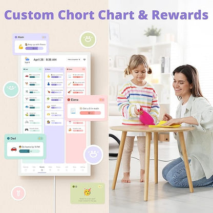 Digital Calendar 32 Inch Touch Screen, Electronic Wall & Desk Calendar Chore