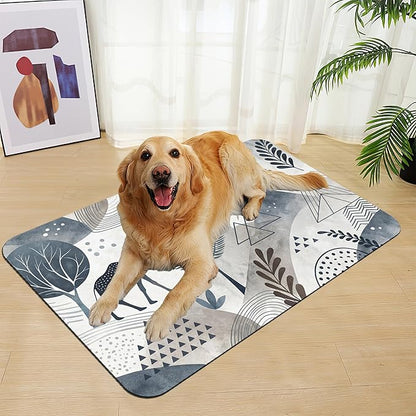 Watercolor Desert Camel Pet Feeding Mat for Floors–Christmas Stocking Absorbent Quick Dry Dog Cat Bowl Mat for Food and Water, Non Slip Waterproof Base, Mess-Free Feeding Accessories 16"x24"