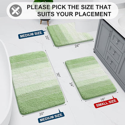 Arotive Microfiber Bathroom Rugs, Shaggy Soft and Absorbent Bath Rug, Non-Slip, Thick Plush Machine Washable Dry Bath Mats for Bathroom, Tub and Shower, 70x24, Sage Green, Rectangular