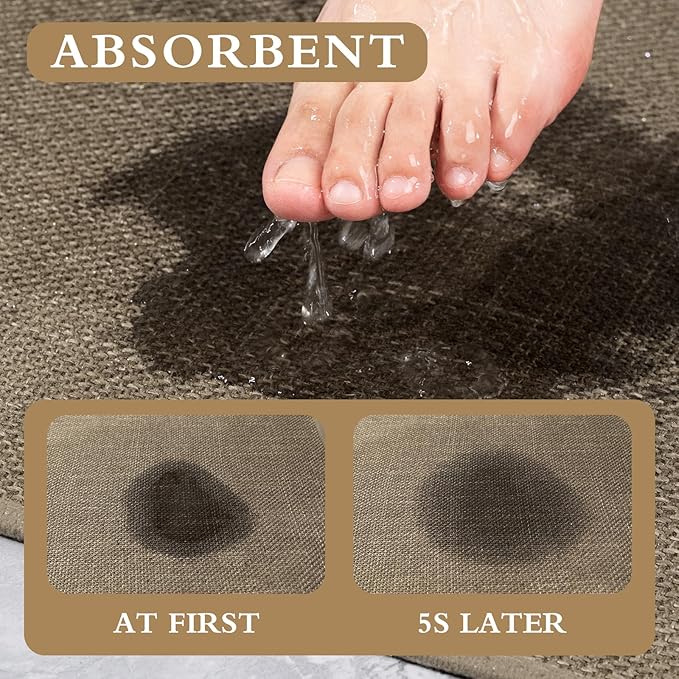 YIHOUSE Bathroom Rug Sets 2 Piece, Bathroom Mat Quick Dry, Thin Bath Rug Set,Absorbent Bath Mat for Bath Room Non Slip Washable for Toilet and Floor 17.5"x24"U+17"x24"