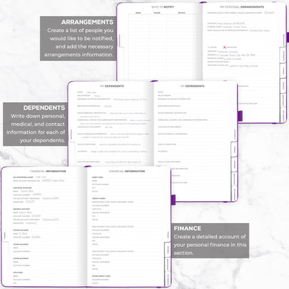 Clever Fox Large End of Life Planner – Guided Final Arrangements Organizer Notebook for Instructions, Beneficiary Info, Will Preparation, Last Wishes & Funeral Planning – 8.5" x 11" (Purple)
