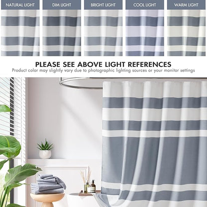 Madison Park Shower Curtain Spa Waffle Weave Wide Shower Curtain for Bathroom 3M Scotchgard Moisture Management, Spa Quality Modern Shower Curtains for Bathroom, Extra Width: 108"x72" Indigo Blue
