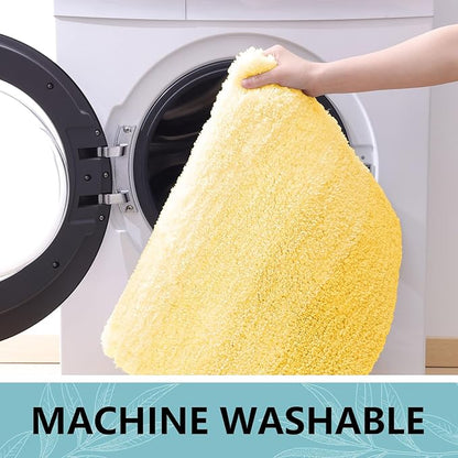 Arotive Microfiber Bathroom Rugs, Shaggy Soft and Absorbent Bath Rug, Non-Slip, Thick Plush Machine Washable Dry Bath Mats for Bathroom, Tub and Shower, 24x16, Yellow, Rectangular