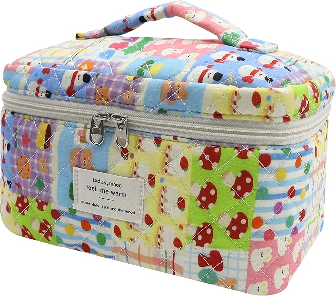 1pc Large Makeup Bag, Cute Cosmetic Bag for Women Girls, Floral Coquette Aesthetic Toiletry Bag, Travel Make Up Organizer Bag (colourful)
