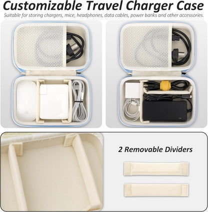 Charger Case for Macbook, Portable Tech Electronic Organizer Bag,Travel Storage Pouch for Laptop Accessories, MacBook Power Adapter, Charging Cords, USB Drives, Power Bank (Blue, XL)