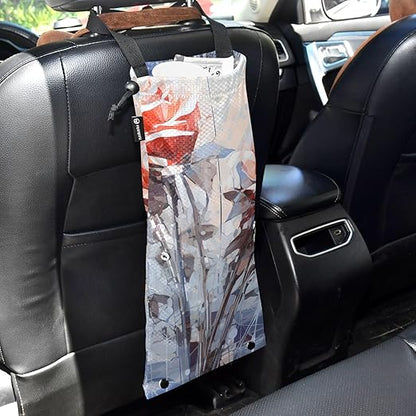 ALAZA Hanging Car Trash Bags Garbage Bag Trash Can for Back Seat Small Rose Grunge 1 Washable Storage Bag Retractable 2 Pack