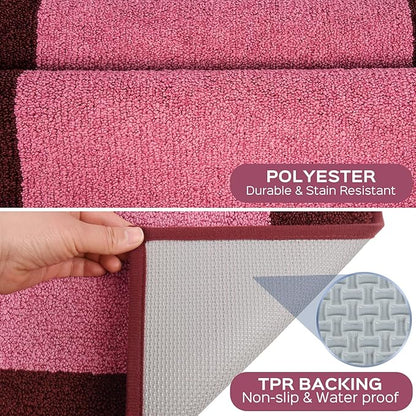 DOMUSTEX Machine Washable Throw Rug 24" x 36", Non Slip Kitchen Mat for Floor, Absorbent Entryway Rug for Kitchen, Bathroom, Door