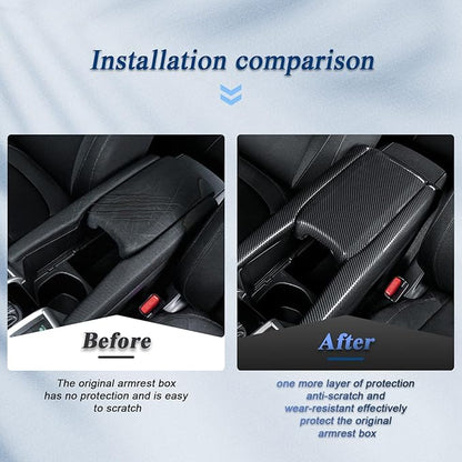 BIBIBO for Honda Civic Carbon Fiber for 10th Gen Civic 2016 2017 2018 2019 2020 2021 Honda Civic Console Armrest Box Cover, Civic Car Interior Arm Rest Cover Civic Armrest Carbon Fiber Cover