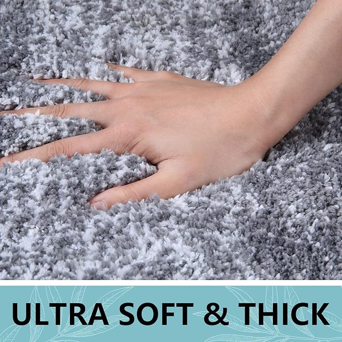 Arotive Microfiber Bathroom Rugs, Shaggy Soft and Absorbent Bath Rug, Non-Slip, Thick Plush Machine Washable Dry Bath Mats for Bathroom, Tub and Shower, 47x32, Grey, Rectangular