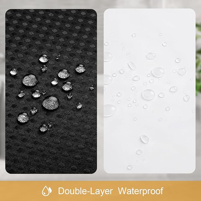 Craidlela 3 in 1 Shower Curtain Set, Black Waffle Shower Curtain and PEVA Liner Set with 12 Stainless Steel Shower Curtain Hooks, Waterproof Fabric Shower Curtains for Bathroom, 72 W x 72 H