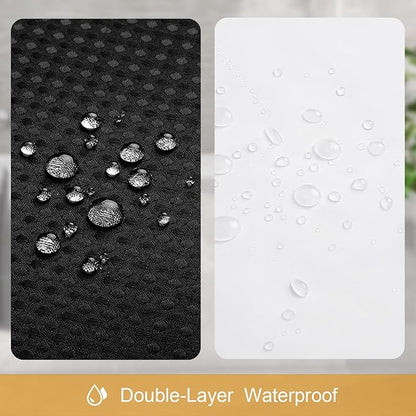 Craidlela 3 in 1 Shower Curtain Set, Black Waffle Shower Curtain and PEVA Liner Set with 12 Stainless Steel Shower Curtain Hooks, Waterproof Fabric Shower Curtains for Bathroom, 72 W x 72 H