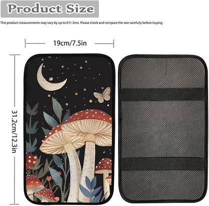 Dreaweet Car Armrest Cover Pad Center Console Cover Black,Mushroom Car Accessories for Women,Soft Armrest Cover for Car Center Console for Cars Trucks SUV Sedan