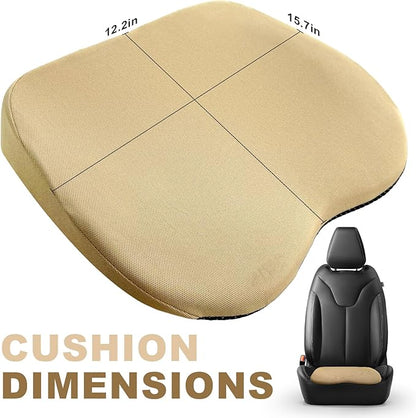 2 in 1 Wedge Car Cushion for Driving, 3 Inch Soft Memory Foam Driver Seat Pad for Lumbar Support, Breathable Low Back Support Pillow Enhances Driving Comfort, Car Accessories (Beige)