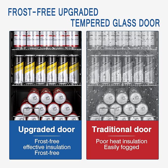 17Inch Beverage Refrigerator and Cooler Freestanding, 96 Cans Mini Fridge