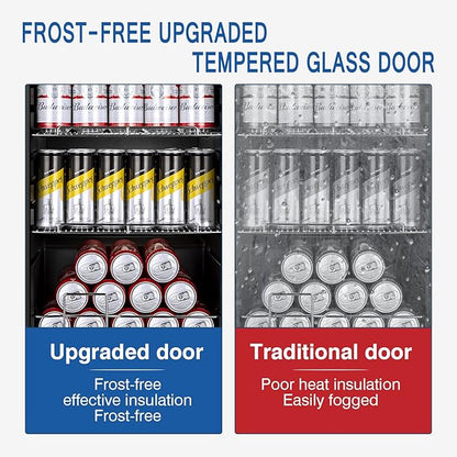 17Inch Beverage Refrigerator and Cooler Freestanding, 96 Cans Mini Fridge