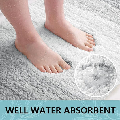 Arotive Microfiber Bathroom Rugs, Shaggy Soft and Absorbent Bath Rug, Non-Slip, Thick Plush Machine Washable Dry Bath Mats for Bathroom, Tub and Shower, 47x24, Light Grey, Rectangular