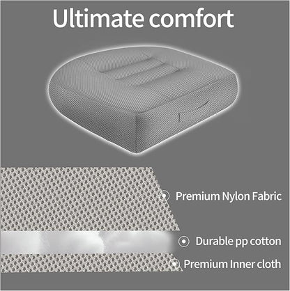 Height-Adjustable Seat Cushion-15.7x15.7x4.7inches Improved Model with Adjustable Height Breathable Nylon mesh Fabric Ergonomic Design Suitable for use in Cars, Offices, and Outdoors