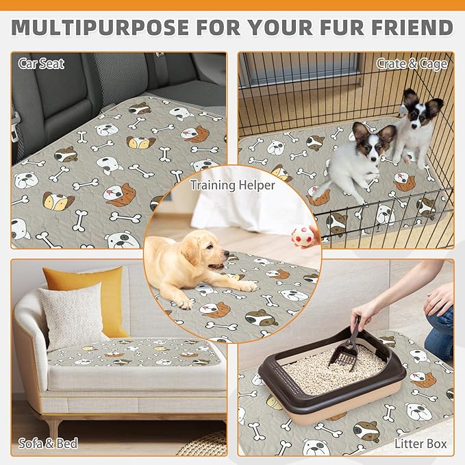 KOOLTAIL Washable Pee Pads for Dogs, 2 Packs Super Absorbent Leakproof & Non-Slip Dog Pee Pad Extra Large, Reusable Puppy Training Pads Waterproof, Pet Mat Rug for Whelping,Floor,Crate,Cats, 36"x41"
